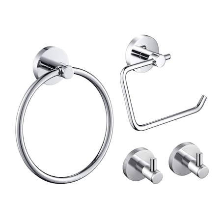 Kibi Circular 4-Piece Bathroom Hardware Set C-KBA14-4CH-2